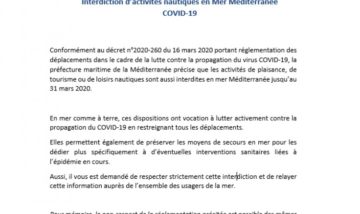 Pas de plongée pendant l&#039;épidémie !